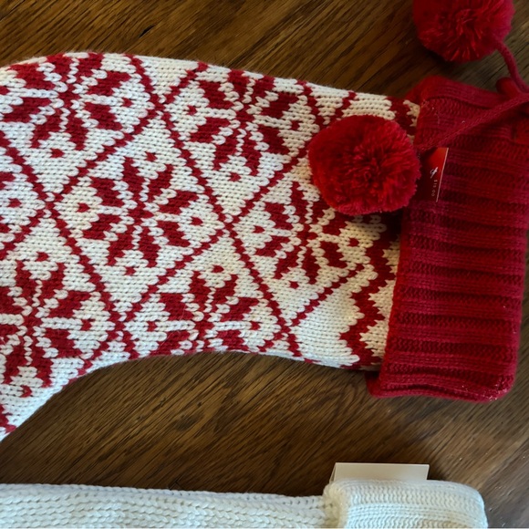 Red and White Knit Christmas Stockings bundle nwt - Picture 2 of 3
